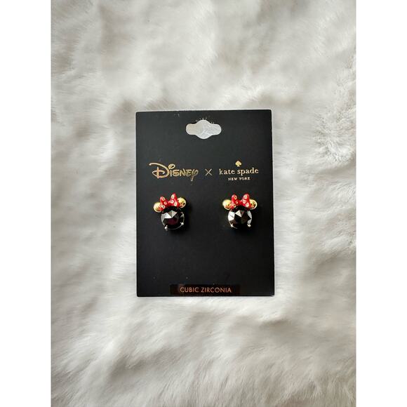 kate spade new york Jewelry - Kate Spade X Disney Minnie Mouse stud earrings in jet black/gold Style K9173.